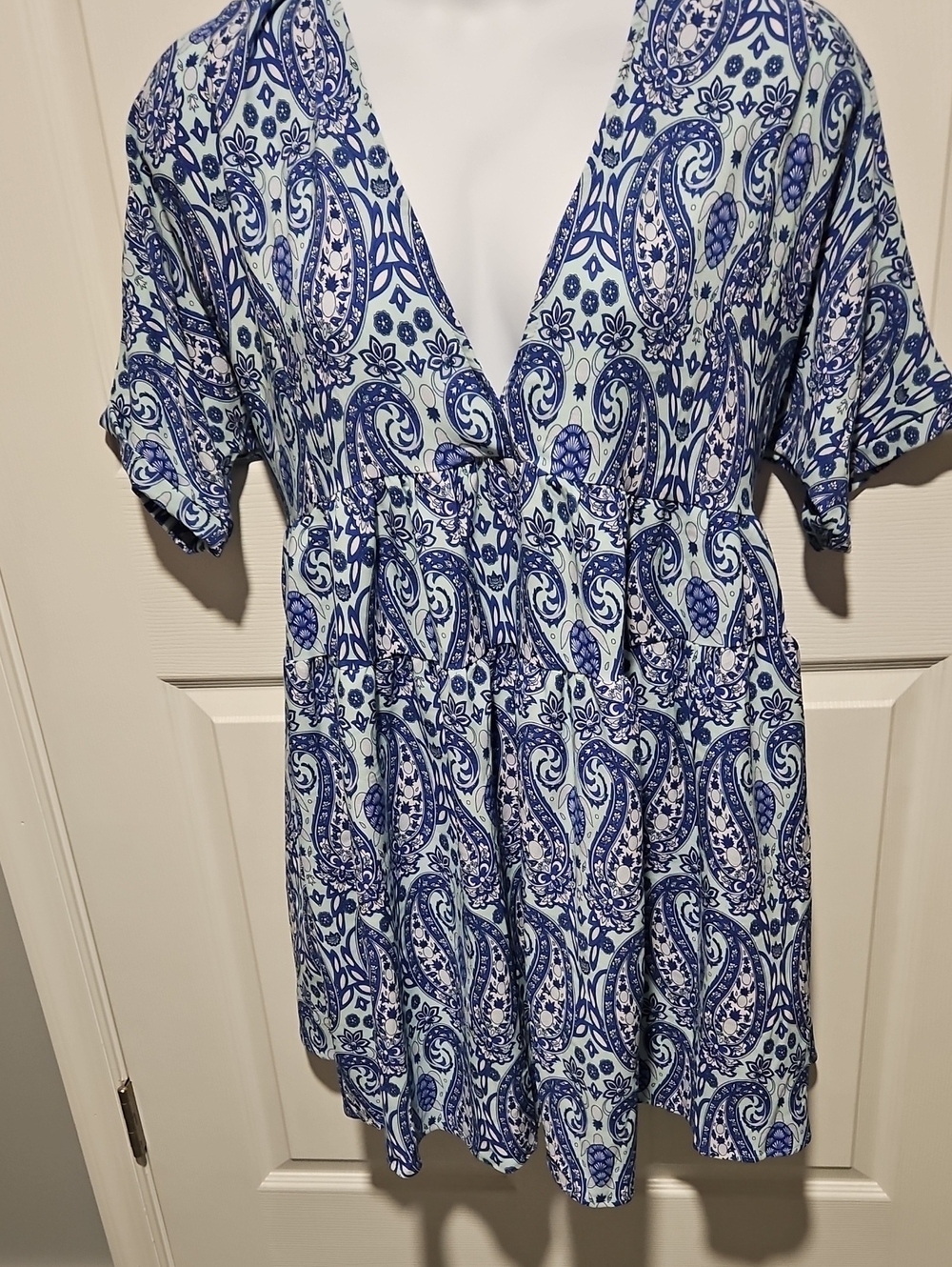 Simply Southern Blue and White Paisley Print Top